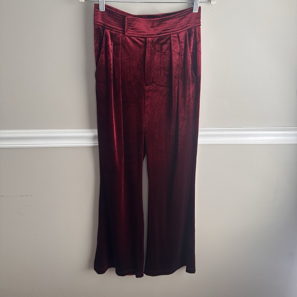 Red Velvet Sugar And Spice Wide Leg Trouser Pants S Holiday Whimsigoth Office